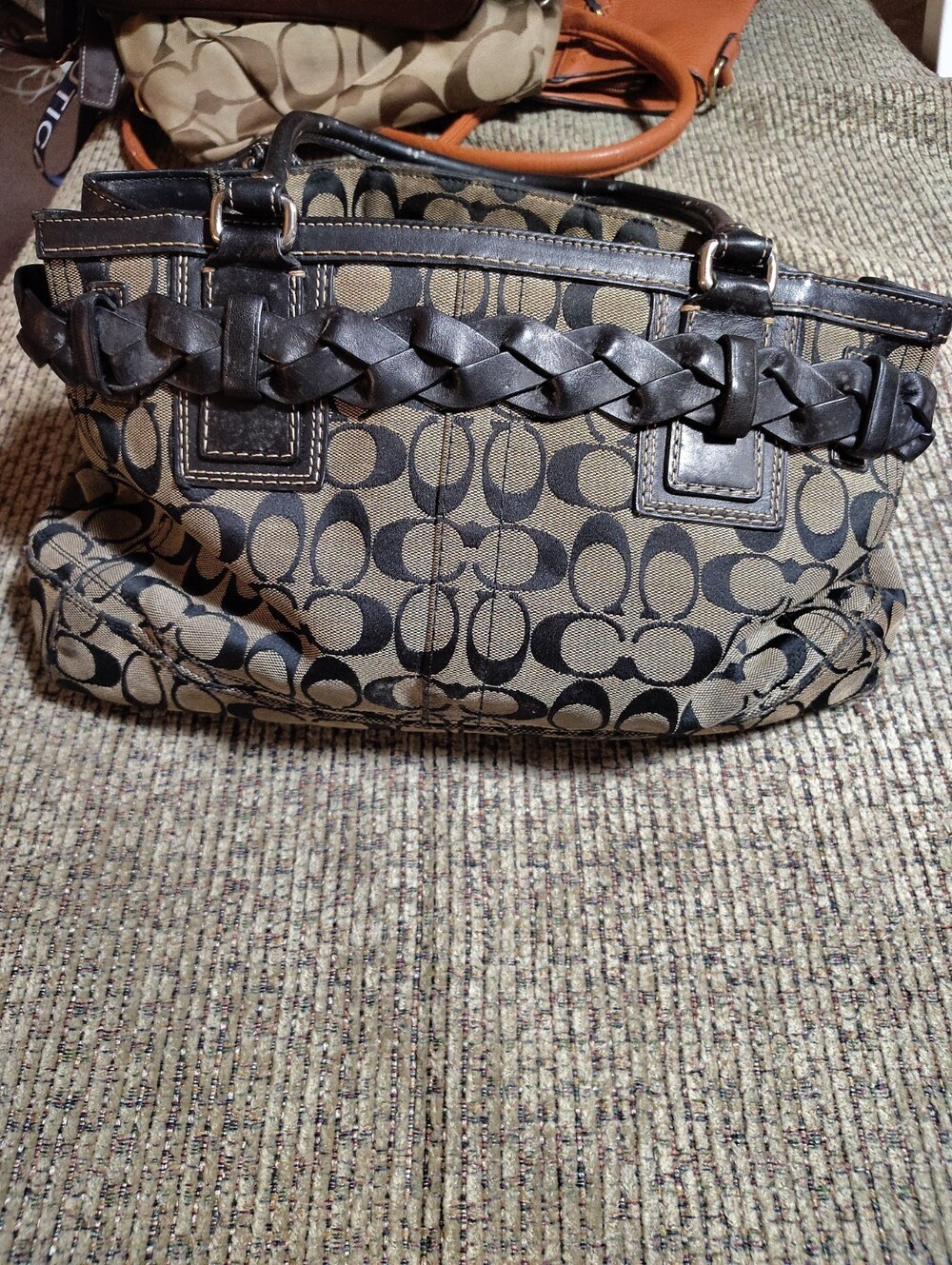 Genuine Coach Shoulder Bag, Classic C pattern, black and grey, #A0932-F13068